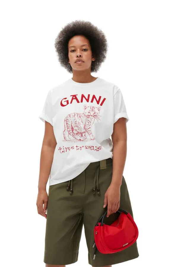 Clothing GANNI TShirts Relaxed Future Tshirt Bright White Clothing GANNI TShirts Relaxed Future Tshirt Bright White
