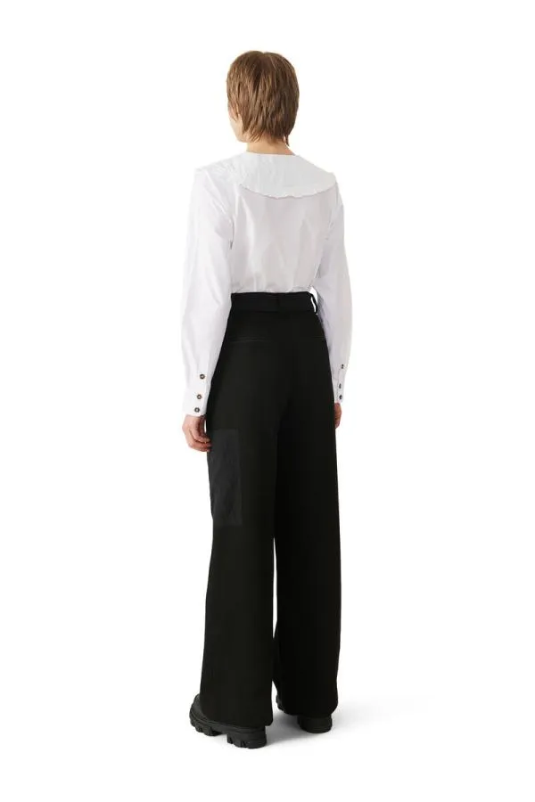 Clothing GANNI Tops Cotton Poplin Frill Shirt Bright White