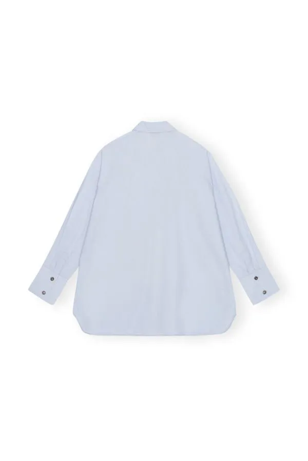 Clothing GANNI Tops Light Blue Cotton Poplin Oversized Raglan Shirt Heather Clothing GANNI Tops Light Blue Cotton Poplin Oversized Raglan Shirt Heather