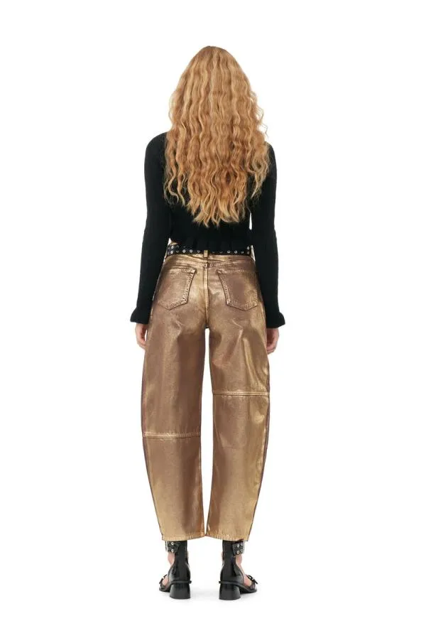 Clothing GANNI Trousers Gold Foil Stary Jeans Gold Clothing GANNI Trousers Gold Foil Stary Jeans Gold