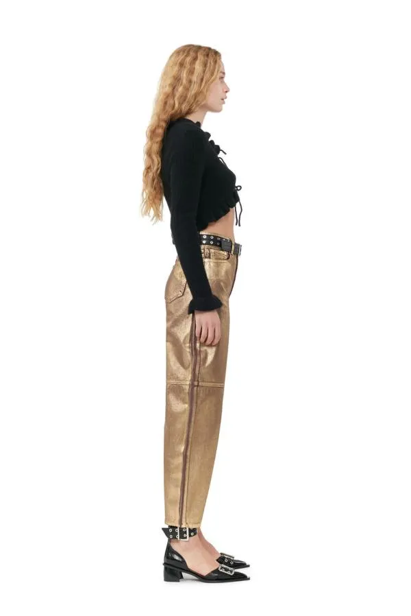Clothing GANNI Trousers Gold Foil Stary Jeans Gold Clothing GANNI Trousers Gold Foil Stary Jeans Gold