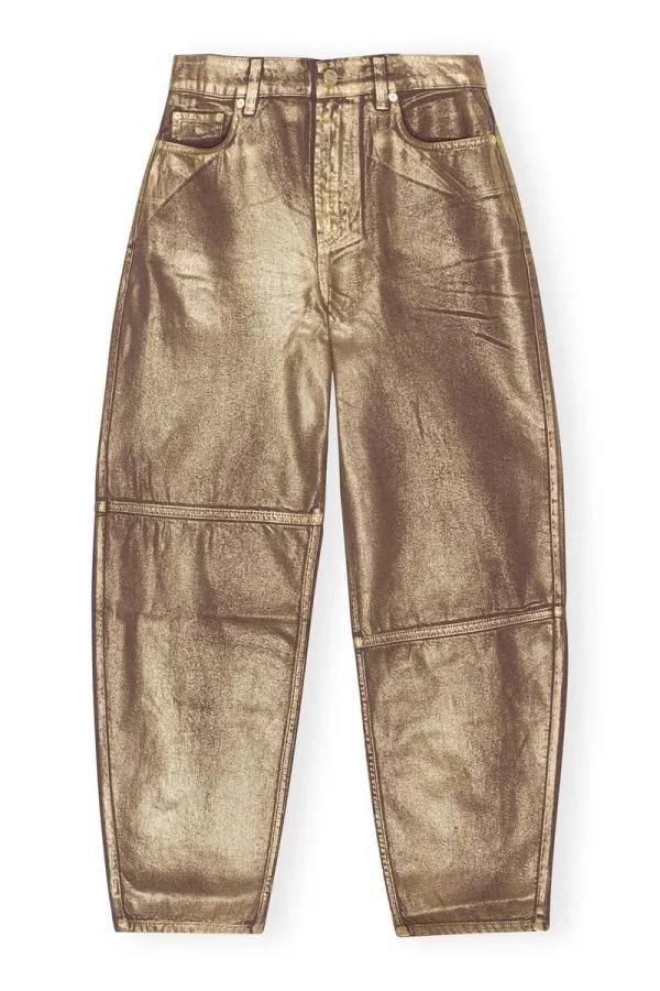 Clothing GANNI Trousers Gold Foil Stary Jeans Gold Clothing GANNI Trousers Gold Foil Stary Jeans Gold