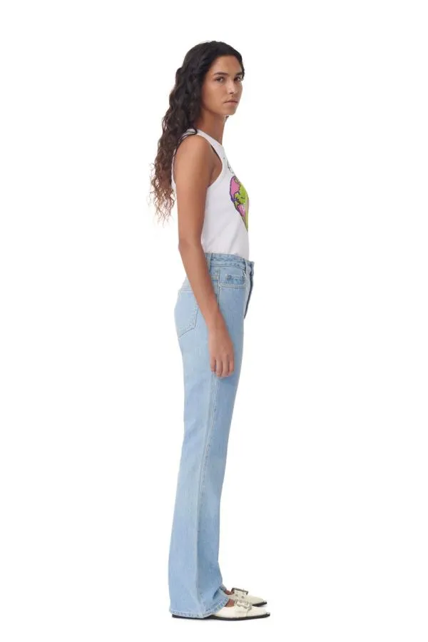 Clothing GANNI Trousers Rigid Denim Betzy Light Blue Stone