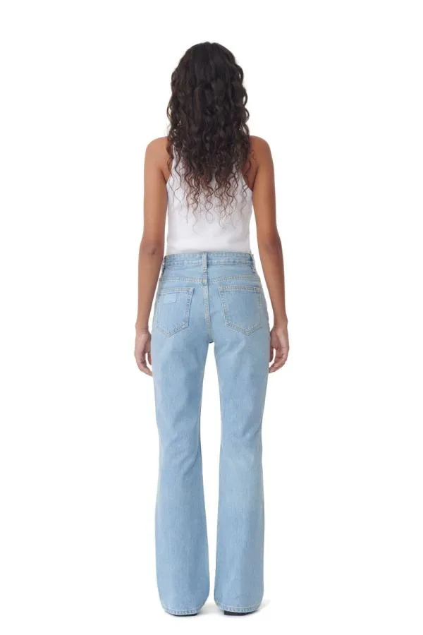 Clothing GANNI Trousers Rigid Denim Betzy Light Blue Stone