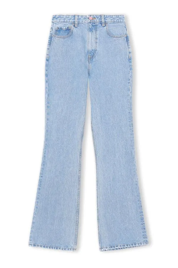 Clothing GANNI Trousers Rigid Denim Betzy Light Blue Stone