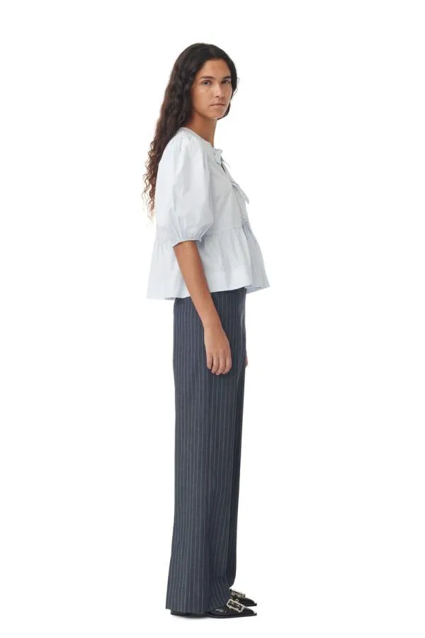 Clothing GANNI Trousers Stretch Striped Mid Waist Trousers Gray Pinstripe Clothing GANNI Trousers Stretch Striped Mid Waist Trousers Gray Pinstripe
