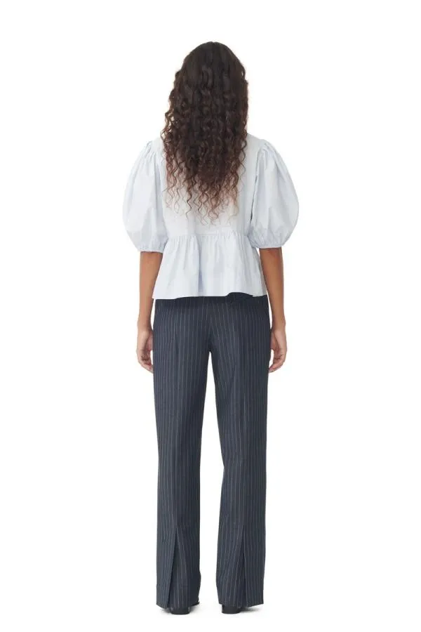 Clothing GANNI Trousers Stretch Striped Mid Waist Trousers Gray Pinstripe Clothing GANNI Trousers Stretch Striped Mid Waist Trousers Gray Pinstripe