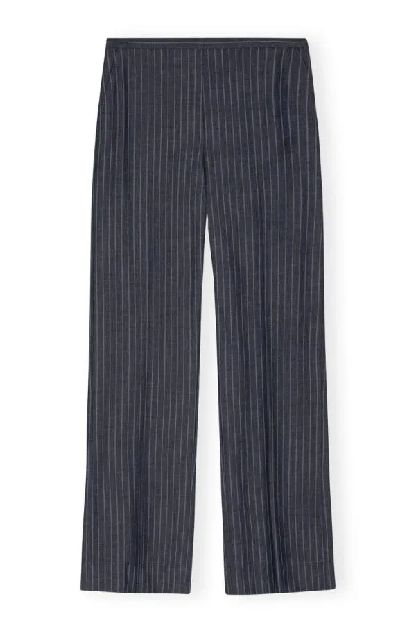 Clothing GANNI Trousers Stretch Striped Mid Waist Trousers Gray Pinstripe Clothing GANNI Trousers Stretch Striped Mid Waist Trousers Gray Pinstripe