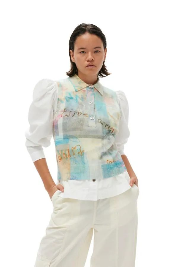 Clothing GANNI Trousers White Elasticated Curve Trousers Egret Clothing GANNI Trousers White Elasticated Curve Trousers Egret