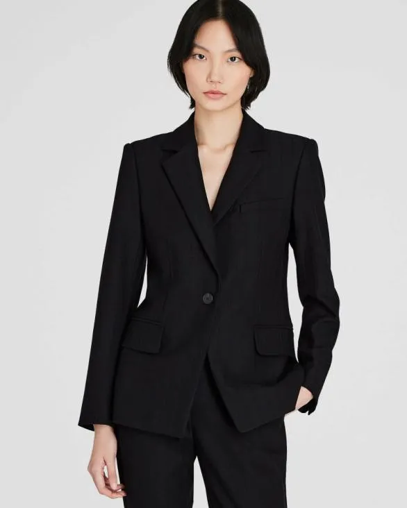 Club Monaco Blazers and Suiting Cutaway Striped Jacquard Blazer Black 8211 Women Club Monaco Blazers and Suiting Cutaway Striped Jacquard Blazer Black 8211 Women
