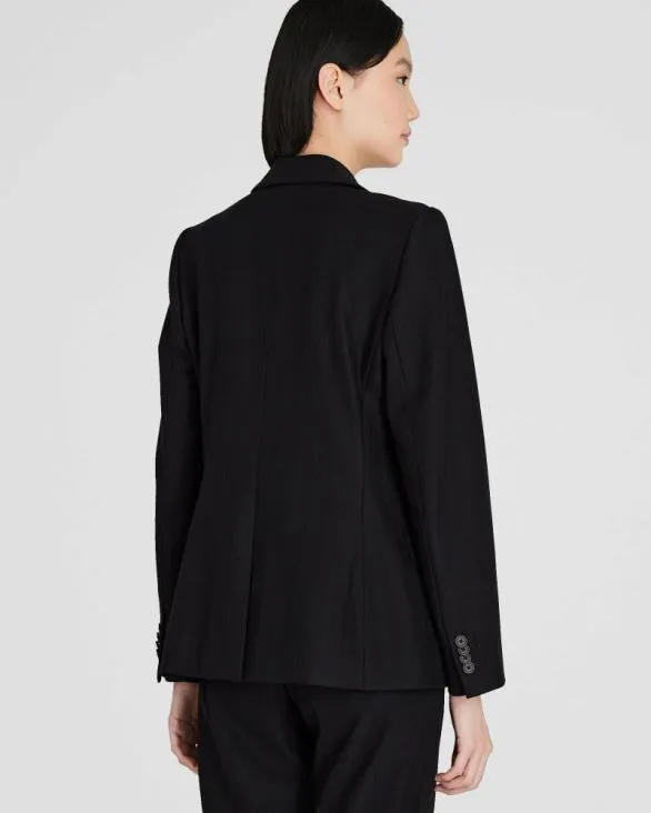 Club Monaco Blazers and Suiting Cutaway Striped Jacquard Blazer Black 8211 Women