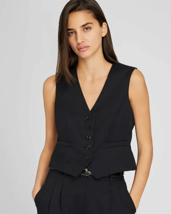 Club Monaco Blazers and Suiting Lightweight Wool Vest Black 8211 Women