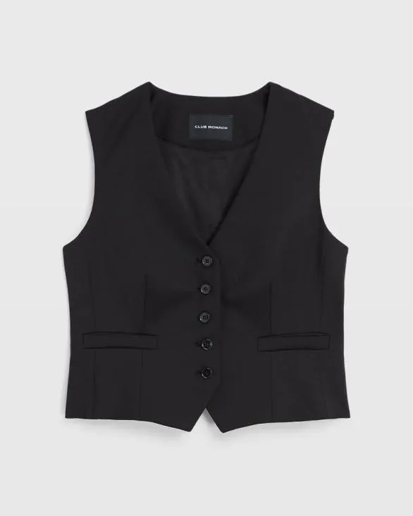 Club Monaco Blazers and Suiting Lightweight Wool Vest Black 8211 Women
