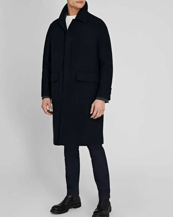 Club Monaco Jackets and Coats Capsule Solid Wool Blend Balmacaan Coat Navy 8211 Men