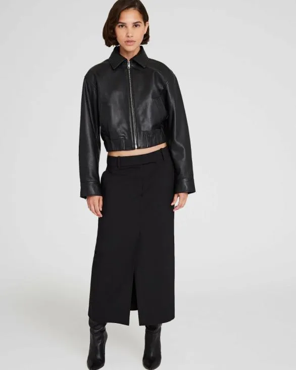 Club Monaco Jackets and Coats Leather Bomber Jacket Black 8211 Women