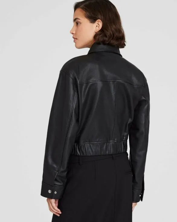 Club Monaco Jackets and Coats Leather Bomber Jacket Black 8211 Women
