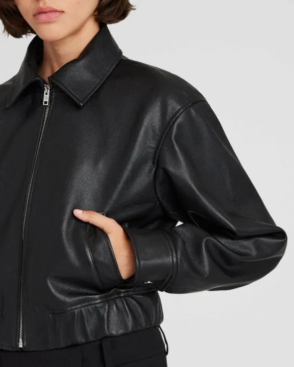Club Monaco Jackets and Coats Leather Bomber Jacket Black 8211 Women