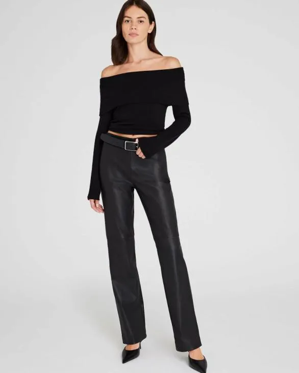 Club Monaco Pants FullLength Leather Pant Black 8211 Women