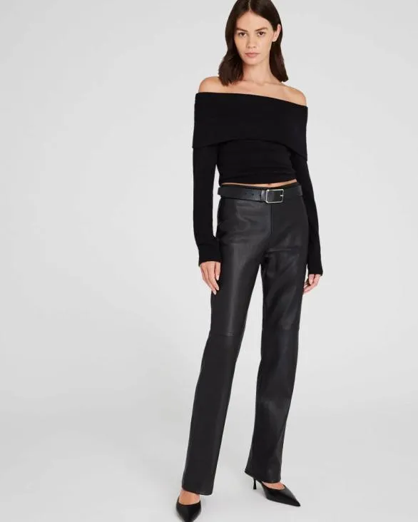 Club Monaco Pants FullLength Leather Pant Black 8211 Women