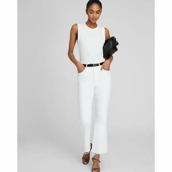 Club Monaco Pants MOTHER The Hustler Ankle Fray Jeans White 8211 Women