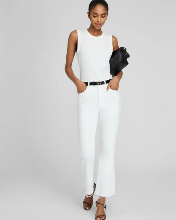 Club Monaco Pants MOTHER The Hustler Ankle Fray Jeans White 8211 Women