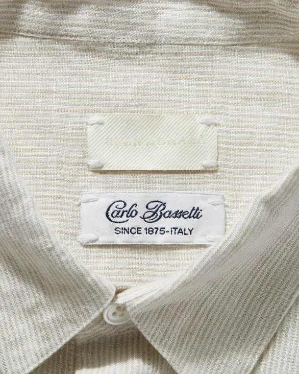 Club Monaco Shirts Carlo Bassetti Italian Linen Stripe Shirt Tan Stripe 8211 Men
