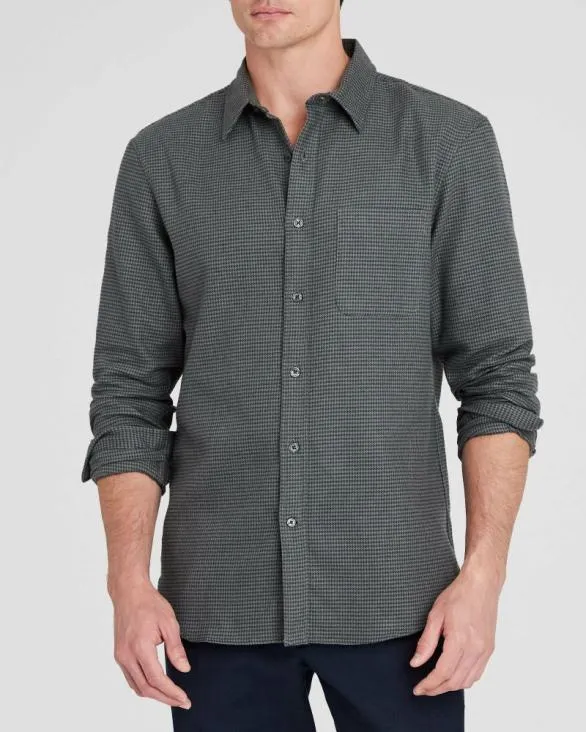 Club Monaco Shirts Houndstooth Lightweight Flannel Shirt Olive 8211 Men