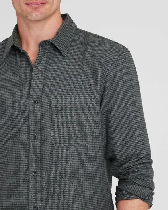 Club Monaco Shirts Houndstooth Lightweight Flannel Shirt Olive 8211 Men