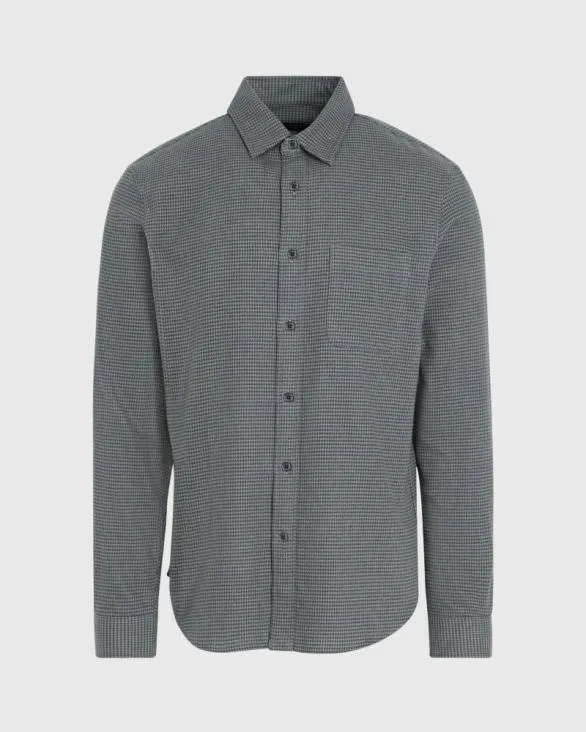 Club Monaco Shirts Houndstooth Lightweight Flannel Shirt Olive 8211 Men