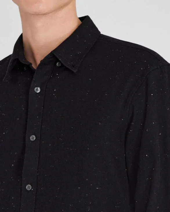 Club Monaco Shirts LongSleeve Donegal Cotton Blend Shirt Black 8211 Men