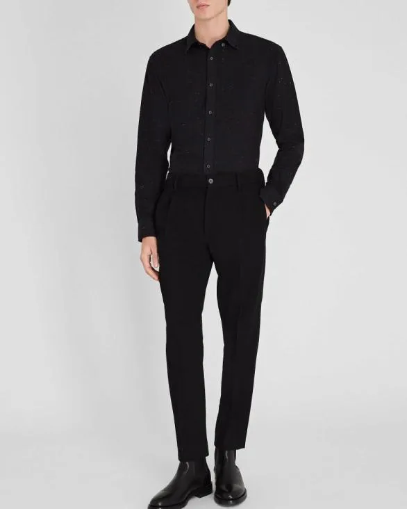 Club Monaco Shirts LongSleeve Donegal Cotton Blend Shirt Black 8211 Men