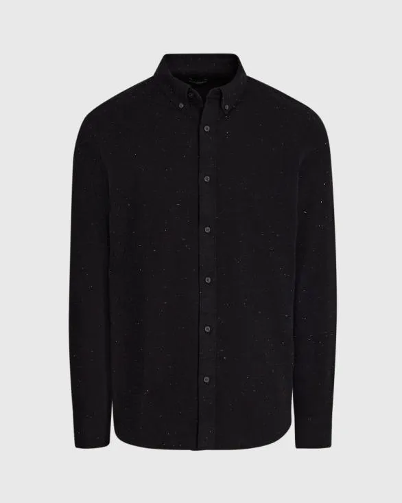 Club Monaco Shirts LongSleeve Donegal Cotton Blend Shirt Black 8211 Men
