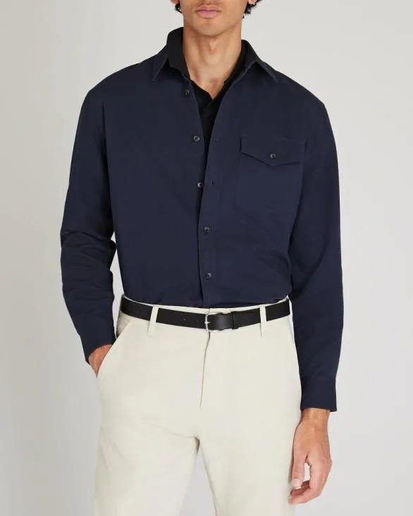Club Monaco Shirts LongSleeve Standard Texture Shirt Dark Blue 8211 Men
