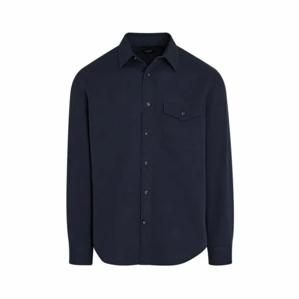 Club Monaco Shirts LongSleeve Standard Texture Shirt Dark Blue 8211 Men