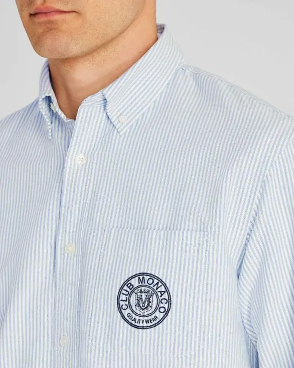 Club Monaco Shirts Striped Crest Oxford Shirt Blue 8211 Men