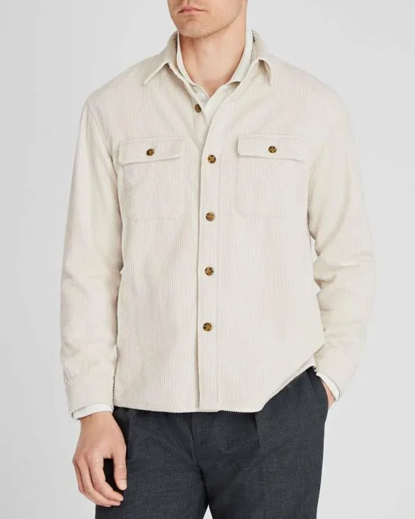 Club Monaco Shirts Wide Wale Corduroy Shirt Jacket Cream Base 8211 Men