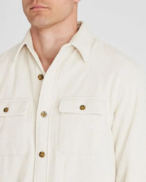 Club Monaco Shirts Wide Wale Corduroy Shirt Jacket Cream Base 8211 Men