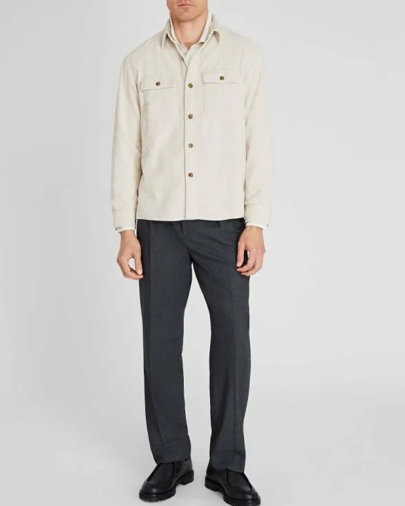 Club Monaco Shirts Wide Wale Corduroy Shirt Jacket Cream Base 8211 Men