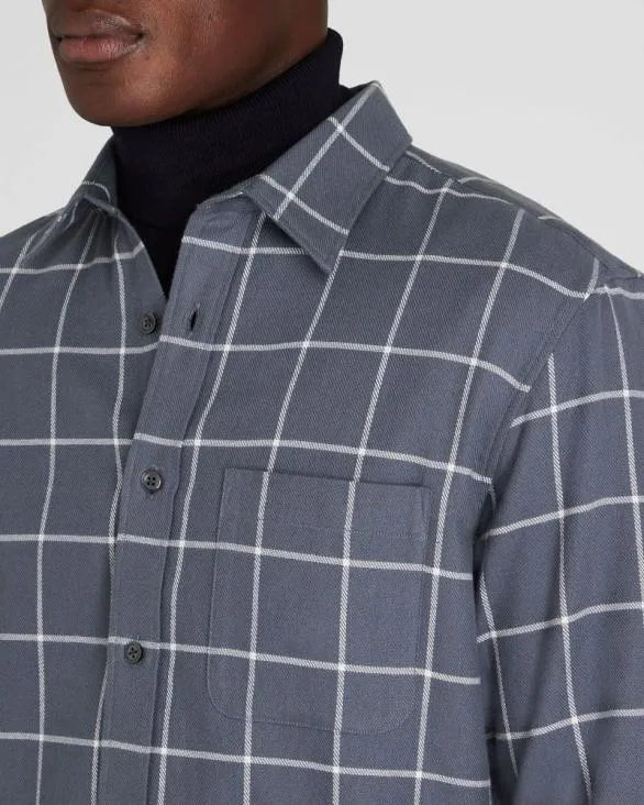 Club Monaco Shirts Windowpane Lightweight Flannel Shirt Grey 8211 Men