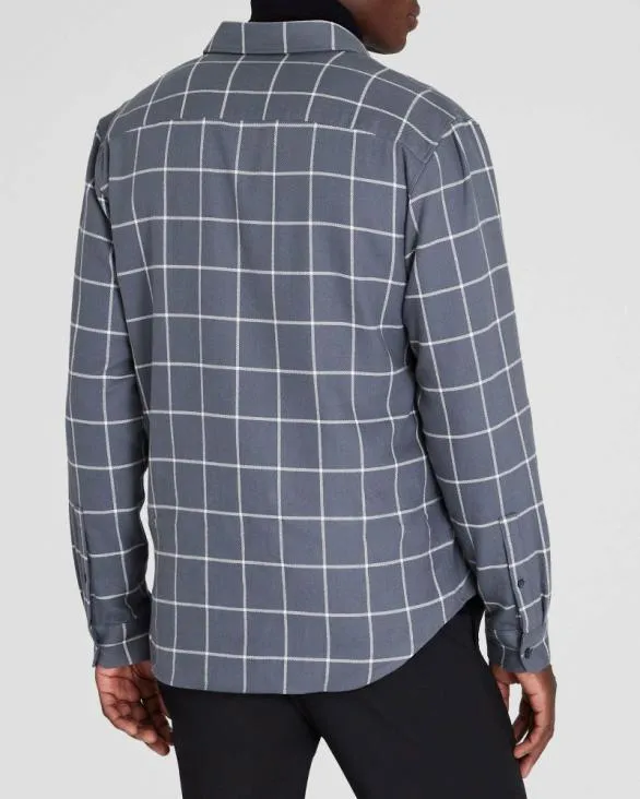 Club Monaco Shirts Windowpane Lightweight Flannel Shirt Grey 8211 Men