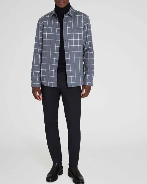 Club Monaco Shirts Windowpane Lightweight Flannel Shirt Grey 8211 Men