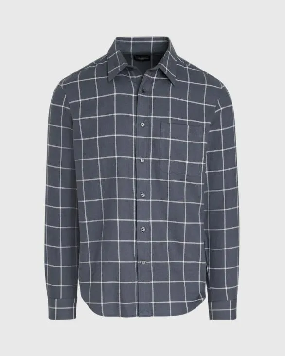 Club Monaco Shirts Windowpane Lightweight Flannel Shirt Grey 8211 Men
