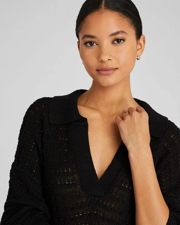 Club Monaco Sweaters Mixed Stitch Oversized Johnny Collar Sweater Black 8211 Women