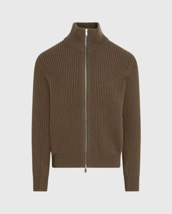 Club Monaco Sweaters RibStitch FullZip Sweater Olive 8211 Men