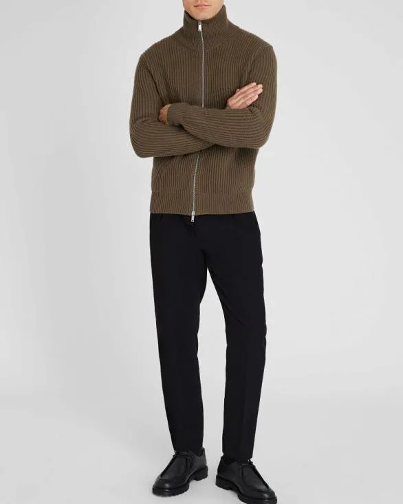 Club Monaco Sweaters RibStitch FullZip Sweater Olive 8211 Men