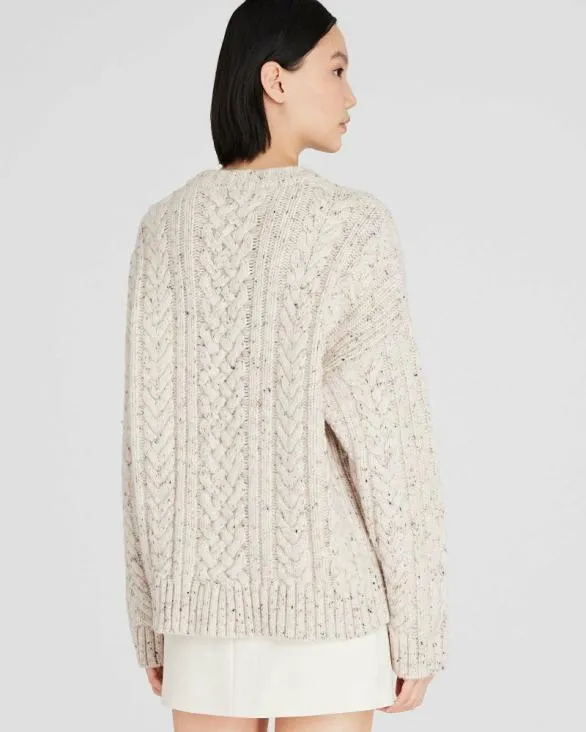 Club Monaco Sweaters Wool Blend CableKnit Donegal Sweater Ivory 8211 Women