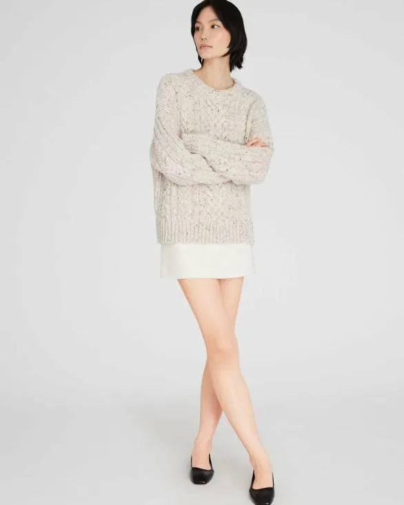 Club Monaco Sweaters Wool Blend CableKnit Donegal Sweater Ivory 8211 Women