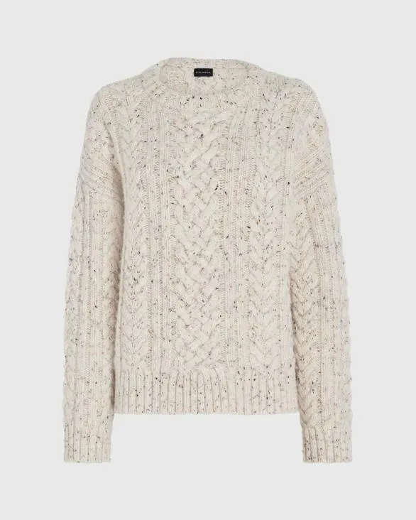 Club Monaco Sweaters Wool Blend CableKnit Donegal Sweater Ivory 8211 Women