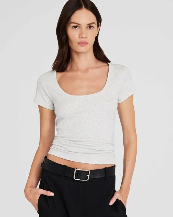 Club Monaco Tees Bowee Scoop Neck Tee Light Heather Grey 8211 Women