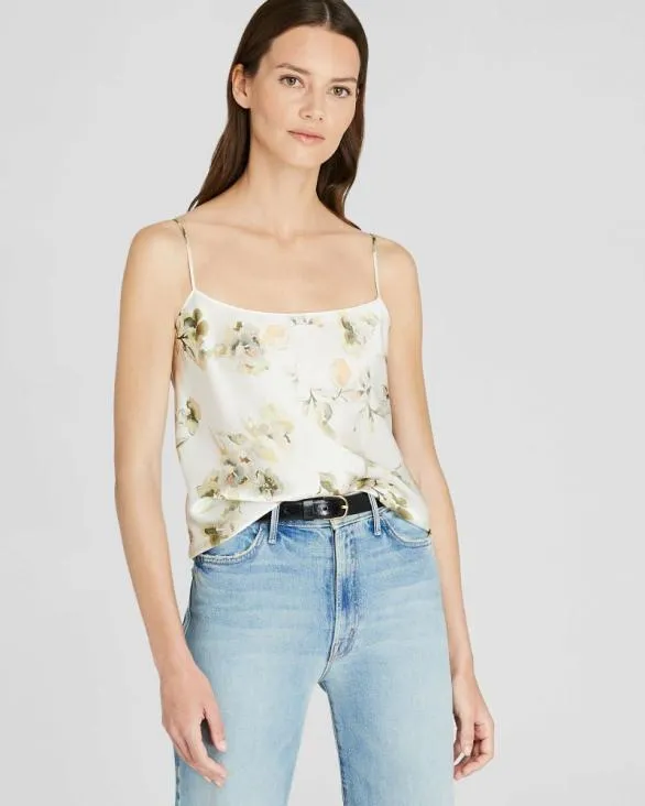 Club Monaco Tops Floral Silk Charmeuse Cami White Base 8211 Women